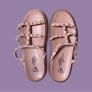 Slip on studded slides